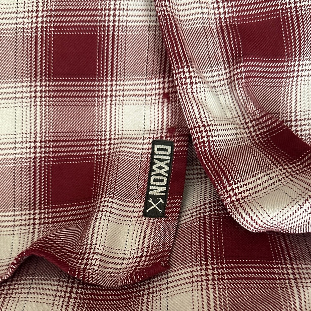 DIXXON Men's Burgundy and White Plaid Shirt The Badwood - Picture 4 of 5